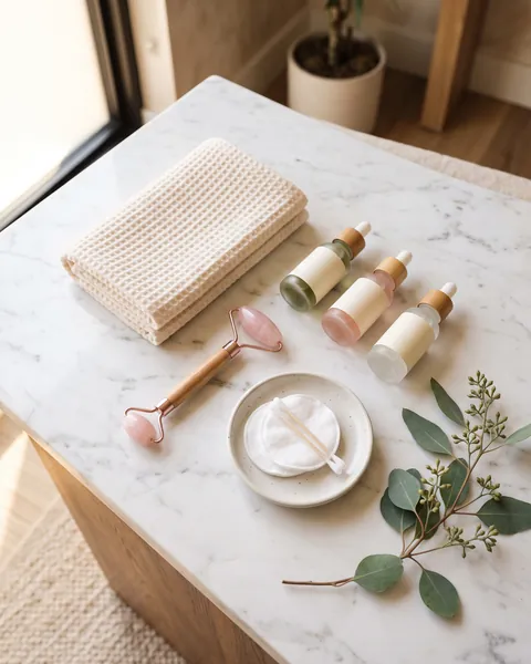Example photo of skincare products on a counter